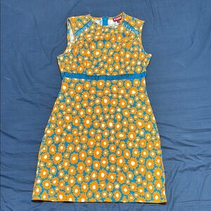 STAUD Floral Mini Dress in Yellow and Blue